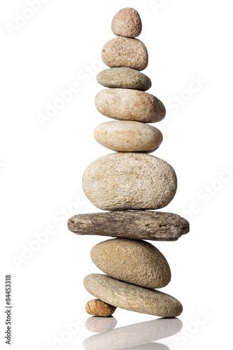 Balanced stack of different river stones