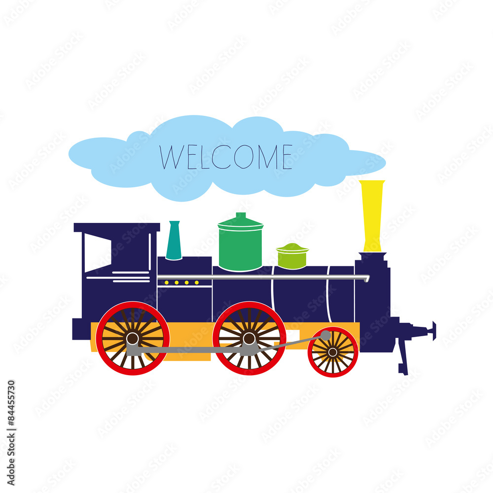 Birth announcement with train. Vector design. Birth announcement with train. Vector design.