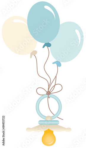 Blue baby pacifier with balloons