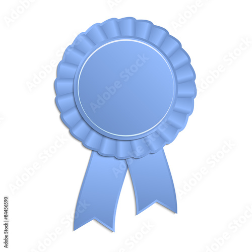 Blue blank award rosette with ribbon