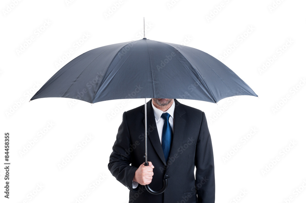 Business man with an open umbrella Business man with an open umbrella