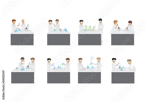 Medical Scientists - Laboratory Research, Different Situations Set - Vector Illustration, Graphic Design Editable For Your Design