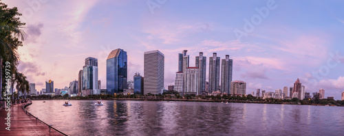 Panorama view of Bangkok city scape at evening