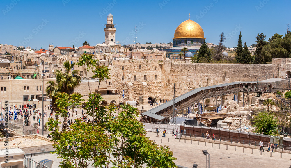 The Western Wall of the Temple and the Mosque of Omar.