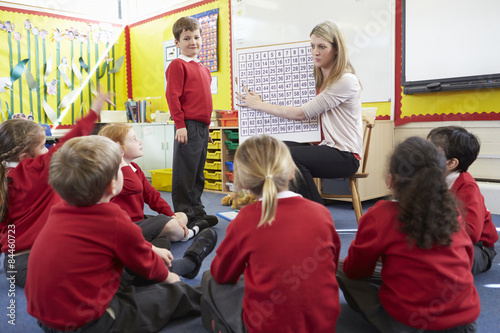 Fotografija Teacher Teaching Maths To Elementary School Pupils