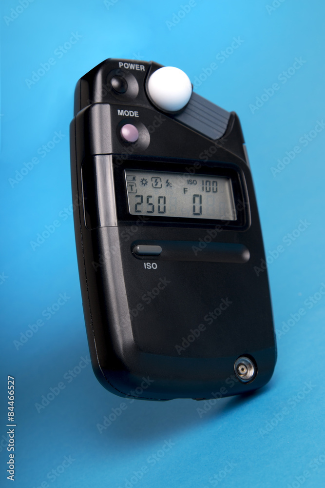 Fototapeta premium Close up view of a flash meter used in photography studios.