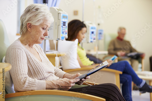Senior Woman Undergoing Chemotherapy In Hospital photo