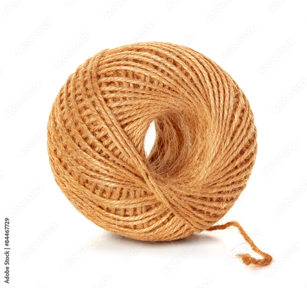 Skein of jute twine isolated on the white background Skein of jute twine isolated on the white background