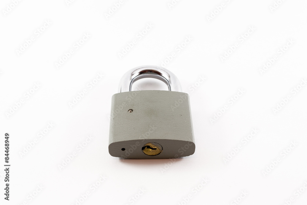 Single Locked Padlock on White Background Single Locked Padlock on White Background