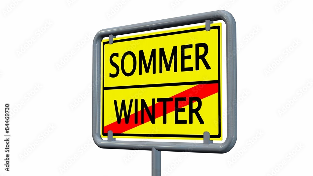 Sommer / Winter Schild isoliert 