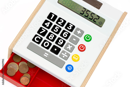 Toy cash register isolated