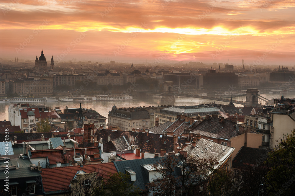 Sunrise cityscape Budapest Hungary