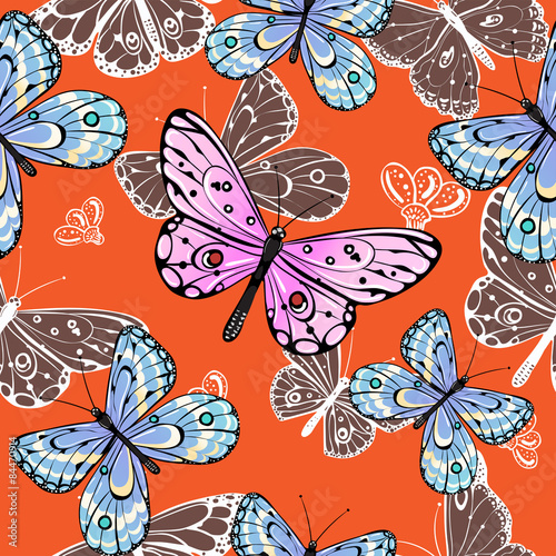 Seamless pattern of butterflies