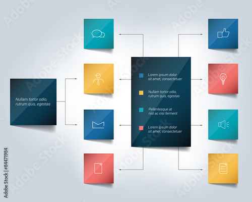 Infographics flowchart. Colored shadows scheme.