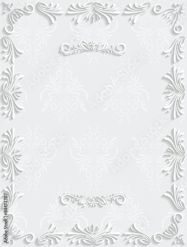 White Vintage Background with Floral