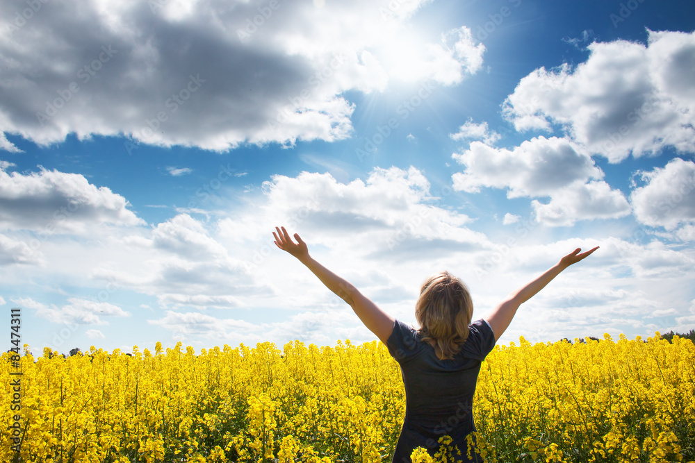 Young woman on rapesed field Young woman on rapesed field