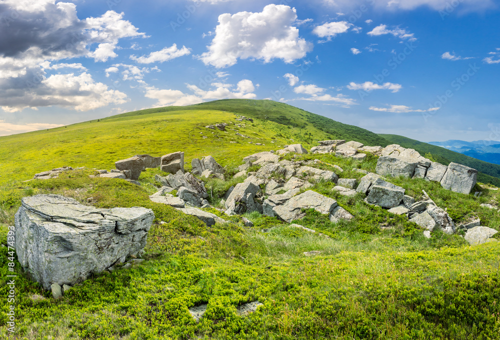 white boulders on the hillside