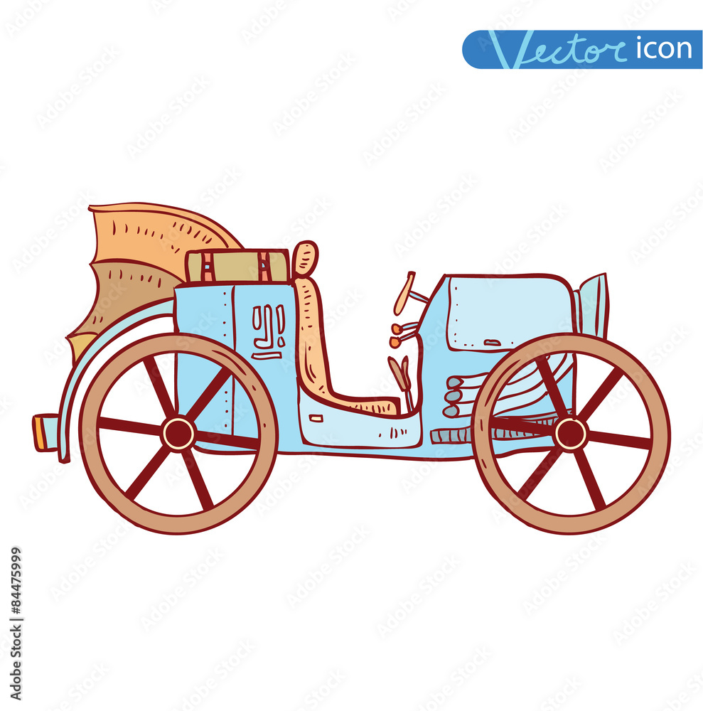Fototapeta premium steampunk Retro cars, hand drawn vector illustration.