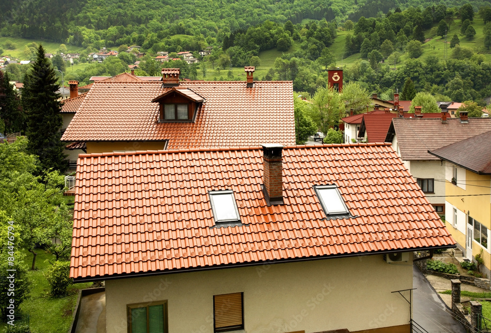 Roof of the house in Kobarid. Slovenia