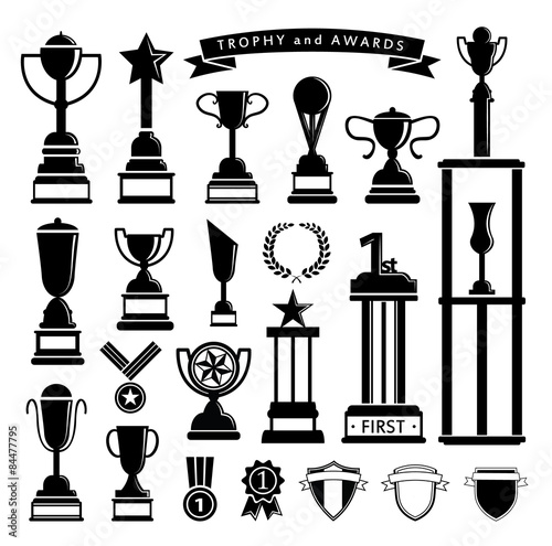 Trophy icon set, vector illustration.