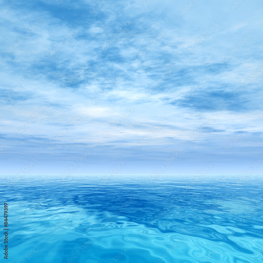 Conceptual blue sea or ocean water with sky Conceptual blue sea or ocean water with sky