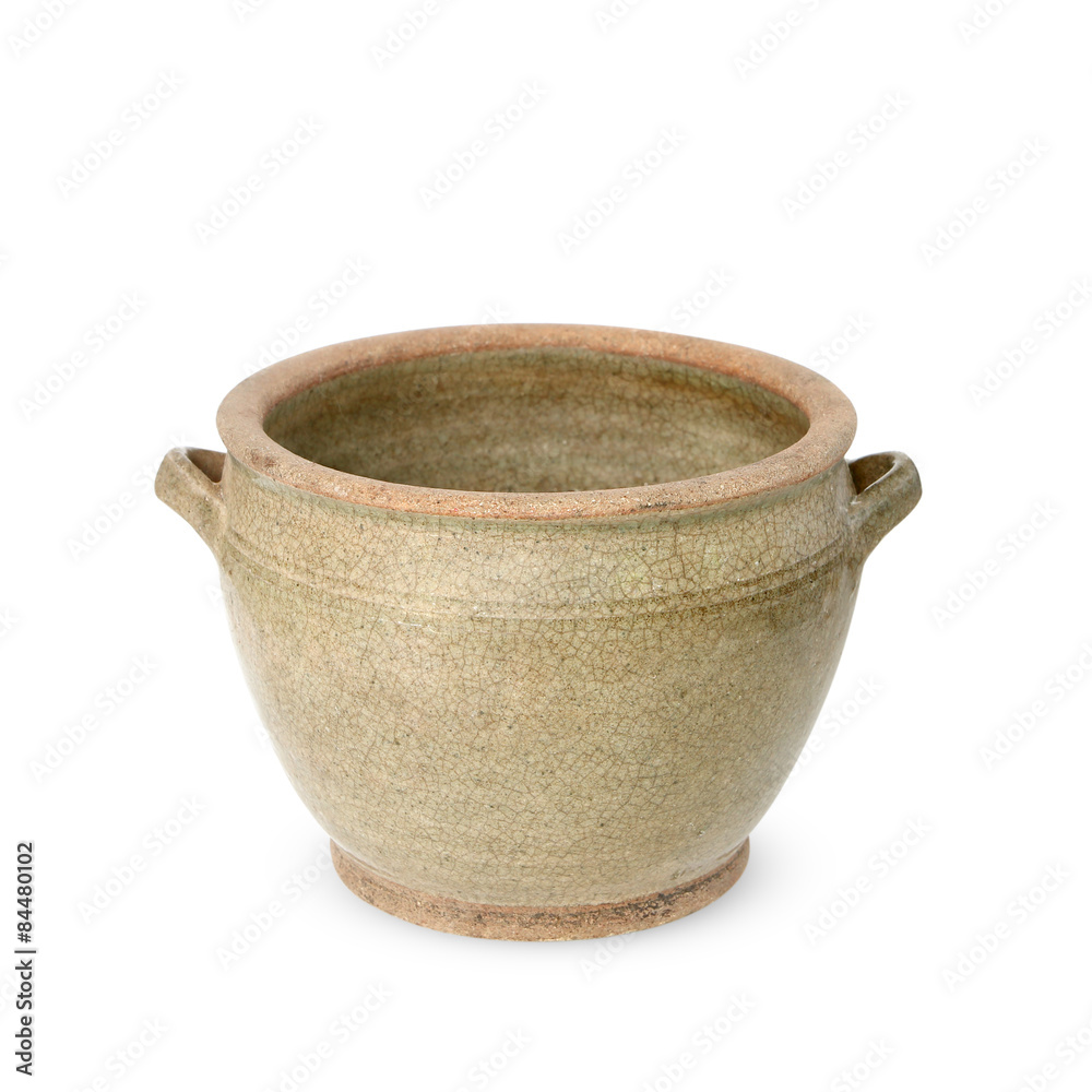 Antique ceramic pot isolated on white background Antique ceramic pot isolated on white background