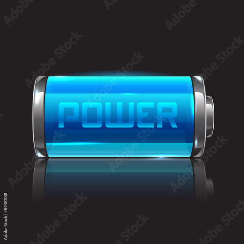 Vector battery -  realistic looking illustration with text power