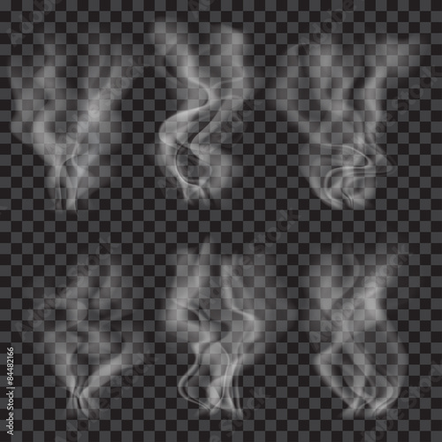 Set of translucent gray smoke.Transparency only in vector photo