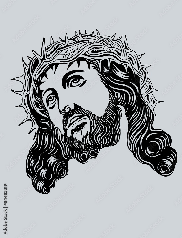 Jesus Christ face, art vector design Stock Vector | Adobe Stock