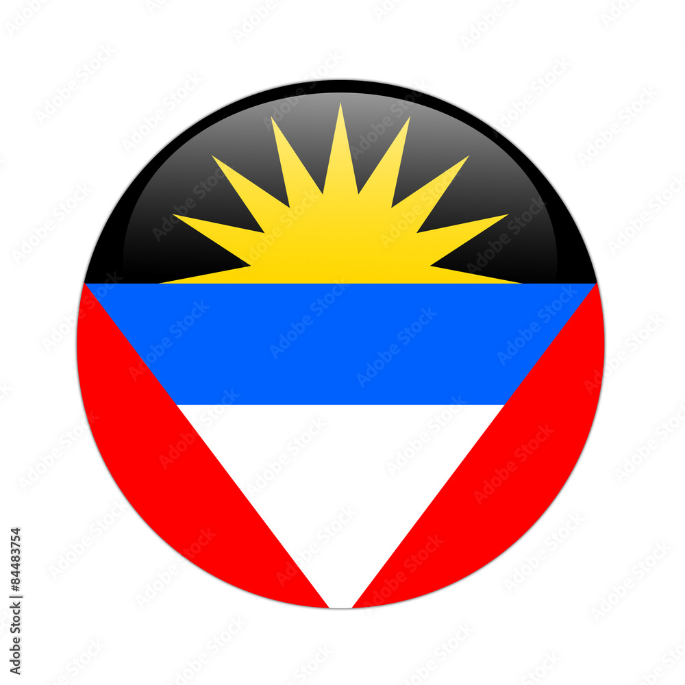 Antigua and Barbuda flag button on white Antigua and Barbuda flag button on white