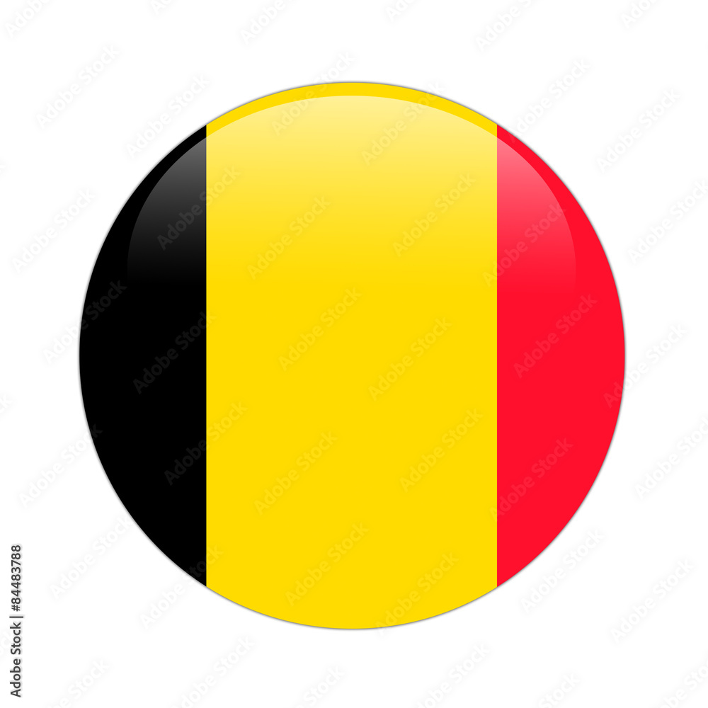 Fototapeta premium Belgium flag button on white