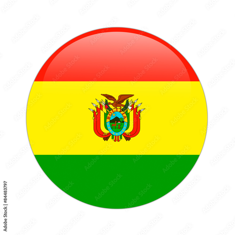 Obraz premium Bolivia flag button on white