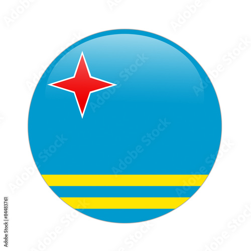 Aruba flag button on white