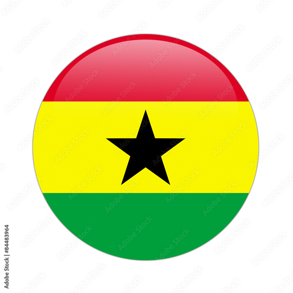 Ghana flag button on white