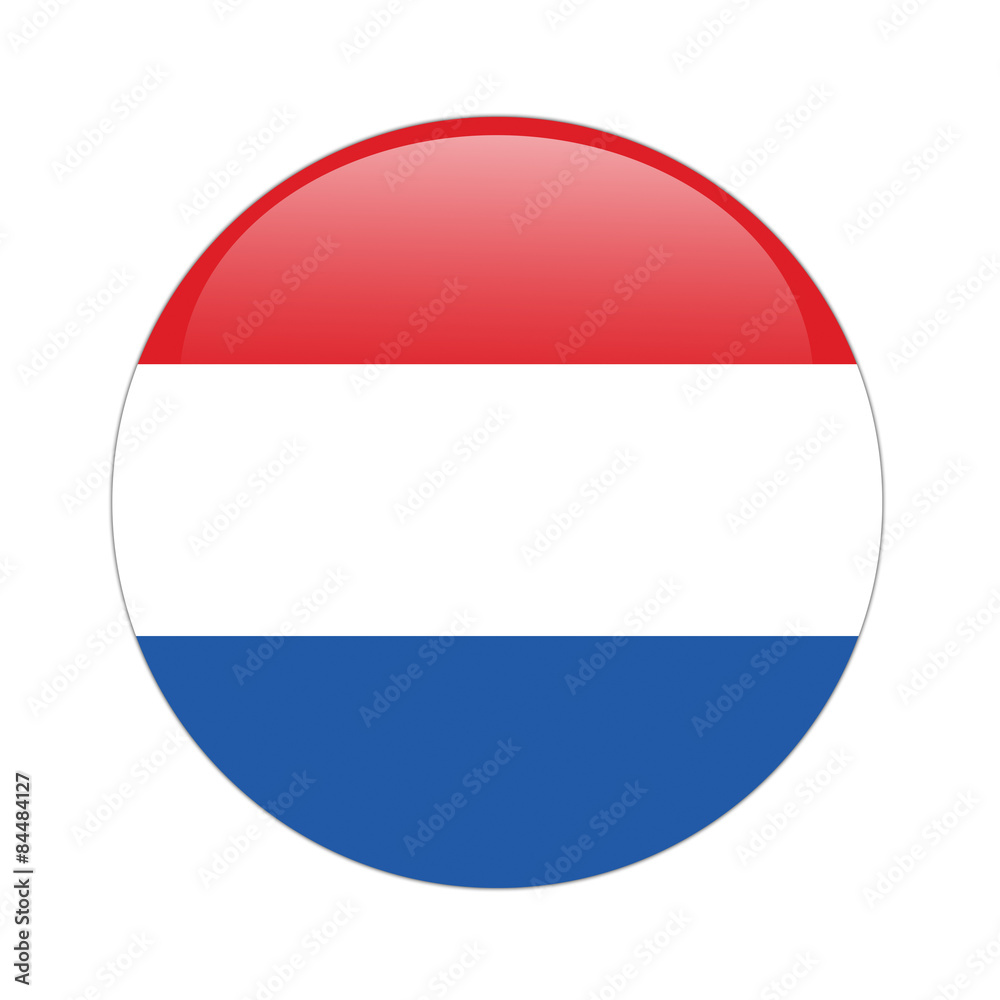 Netherlands flag button on white