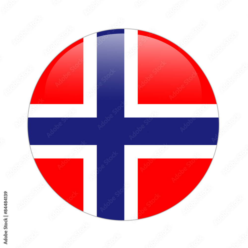 Norway flag button on white