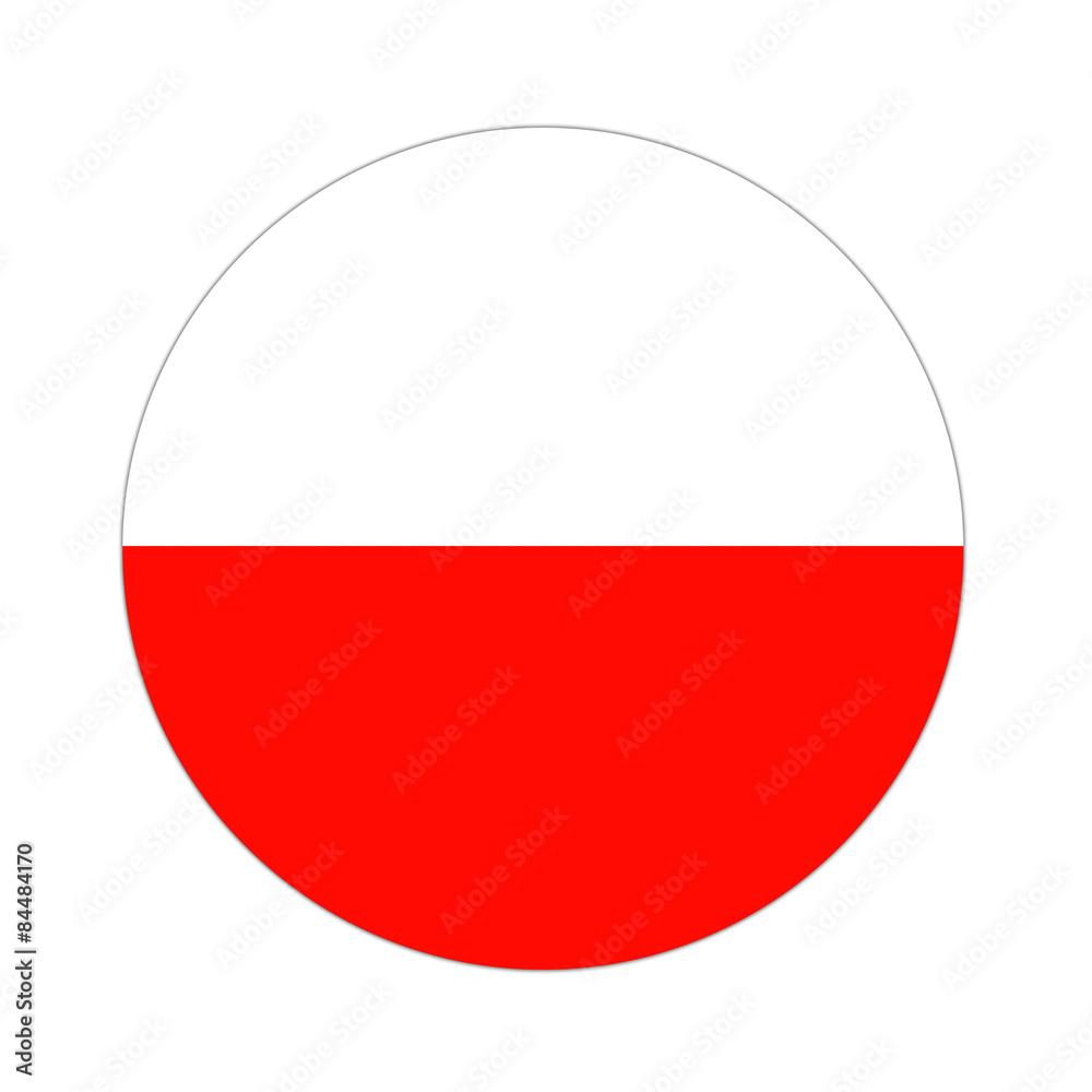 Poland flag button on white Poland flag button on white