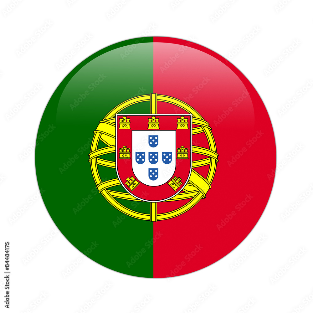 Portugal flag button on white Portugal flag button on white