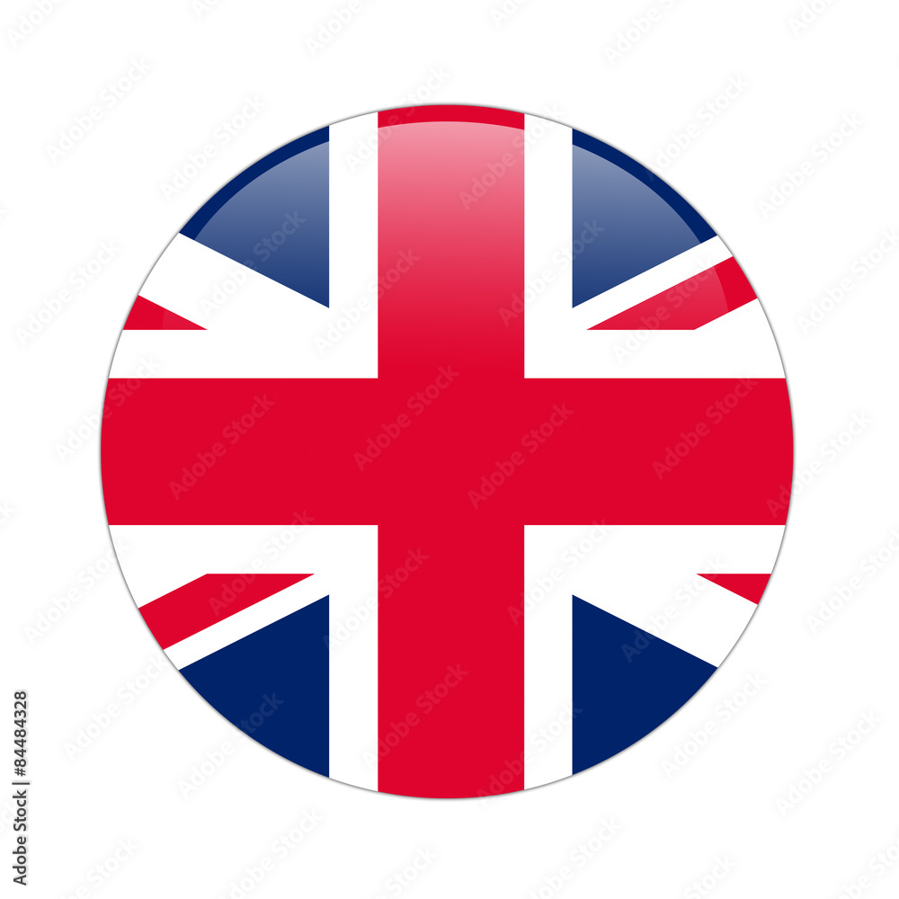 Obraz premium United Kingdom flag button on white