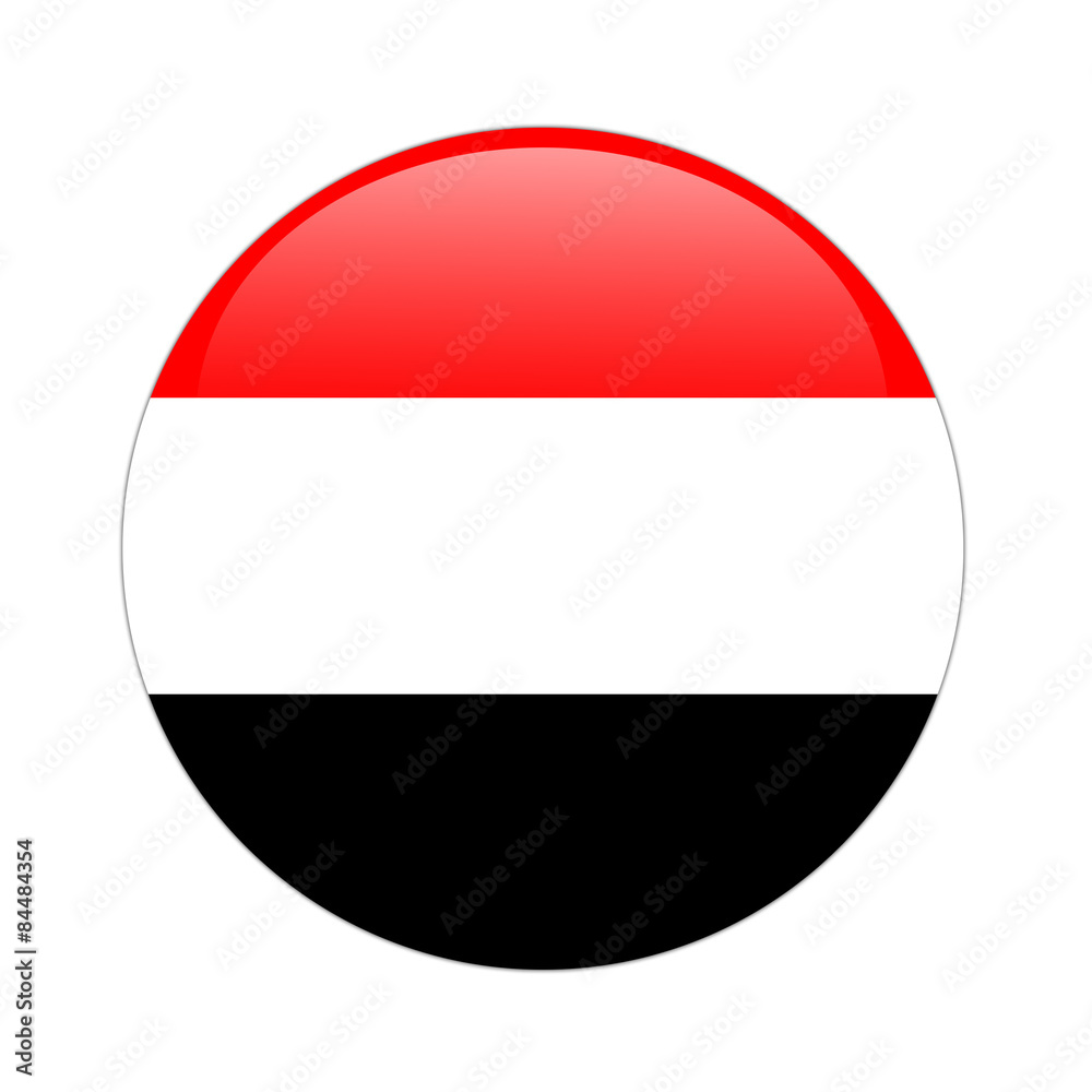 Yemen flag button on white