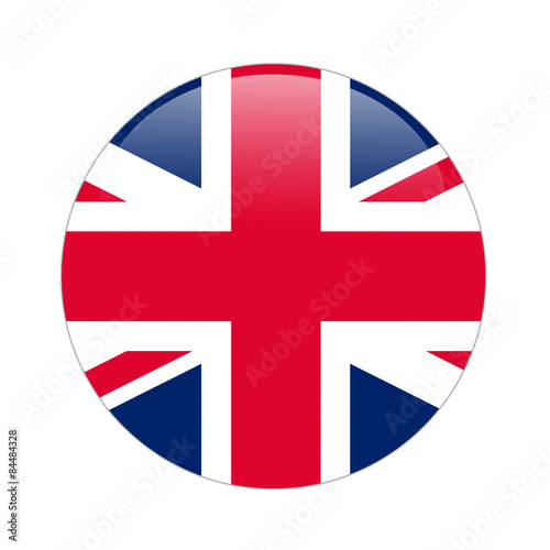 United Kingdom flag button on white