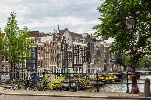 Photography Bicycles on a bridge over the canals of Amsterdam