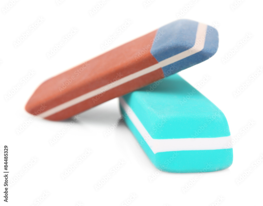 Two erasers isolated on white Two erasers isolated on white