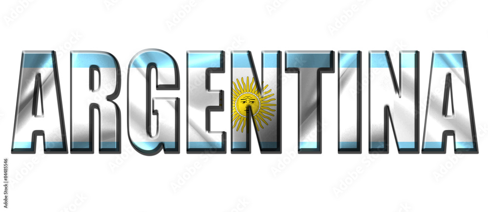 Text concept with Argentina waving flag Text concept with Argentina waving flag
