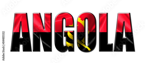 Text concept with Angola waving flag