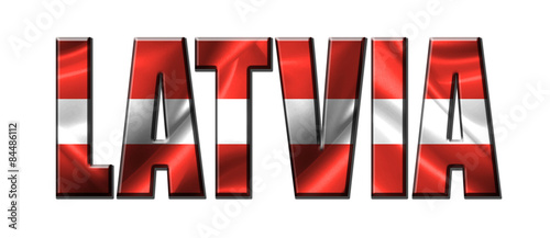 Text concept with Latvia waving flag