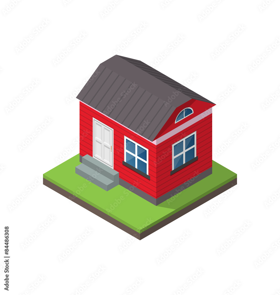 residential isometric house isolated on white background