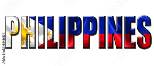 Text concept with Philippines waving flag