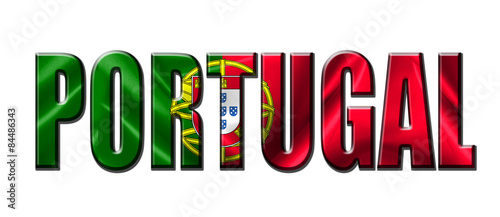 Text concept with Portugal waving flag