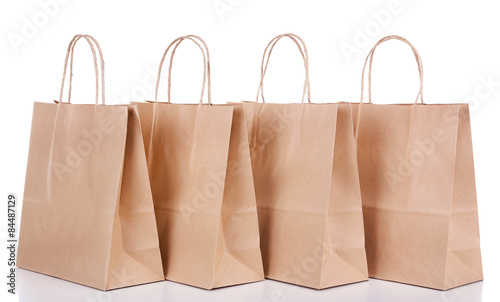 Paper shopping bags isolated on white